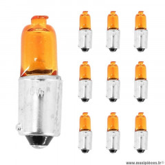 Ampoules (x10) halogène miniature h6w 12v 6w culot bax9s temoin ergots decales orange (feu de position)