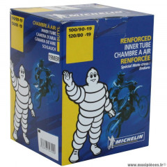 Chambre à air 19p 100-90-19 à 120-80-19 marque Michelin 19mer valve tr4 (standard) (cross)