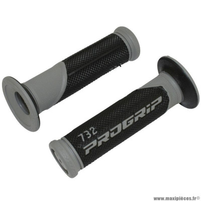 Revêtements poignées marque ProGrip scooter 732 double densite gris-noir 125mm