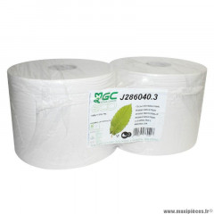Papier bobine essuie-main blanc marque Minerva Oil à usage professionnel double épaisseur (2 bobines - 1000 feuilles)