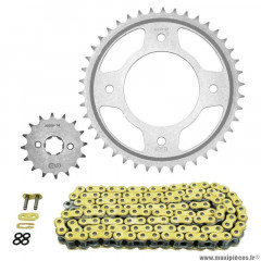 Kit chaine pour moto honda 125 cbf 2009-2016, 125 cbf m 2009-2016 428 16x42 (diamètre couronne 80-110-8.5) (démultiplication origine) marque Afam