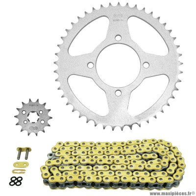 Kit chaine pour moto yamaha 125 ybr 2006-2016 428 14x45 (diamètre couronne 65-80-8.5) (démultiplication origine) marque Afam