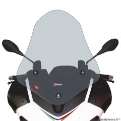 Pare brise pour maxi-scooter aprilia 125 sr max après 2012, 300 sr max après 2012 transparent avec serigraphie (h 660mm - l 530mm) marque Faco