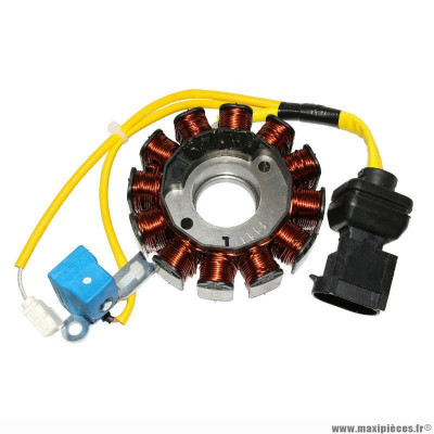 Stator (kokusan) origine piaggio pour maxi-scooter 125 fly, liberty, vespa lx, vespa s après 2007, x8 après 2004, x9 après 2003, typhoon après 2010 / aprilia 125 sport-city après 2008, sr-motard après 2012 / gilera 125 runner après 2005 (584690)