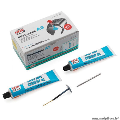 Nécessaire réparation pneu minicombi a3 (25 minicombi a3 + 2 dissolutions 25g + 1 fraise hss 3mm) marque Tip Top (5111957)