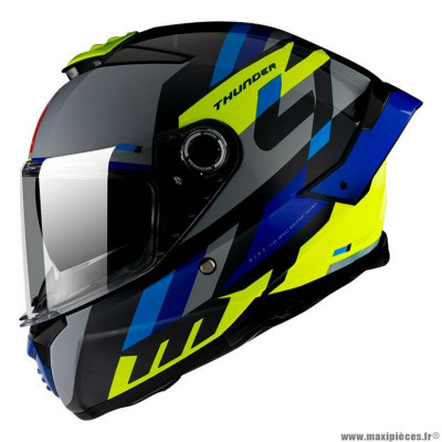 Casque intégral marque MT thunder 4 sv ergo bleu brillant xs (double écrans avec écran solaire - pinlock ready) (nouvelle homologation ece 22.06)