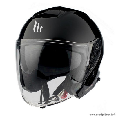 Casque jet marque MT thunder 3 sv double écrans uni noir brillant m