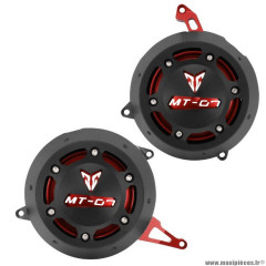 Couvre-protège carter Avoc pour moto yamaha 700 mt-07 alu cnc anodisé noir-rouge (x2)