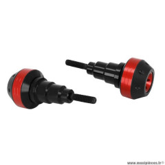 Tampon de protection marque Avoc pour moto alu cnc anodisé rouge-noir diamètre 10mm (forme ronde)