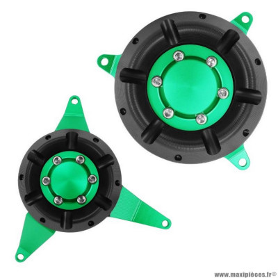 Couvre-protège carter Avoc pour moto Kawasaki 900 z900 alu cnc anodisé noir-vert (x2)