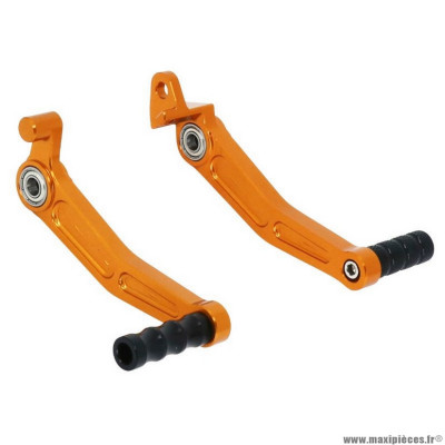 Sélecteur de vitesse-pédale de frein arrière Avoc pour moto ktm 125 duke alu cnc anodisé orange embout noir (x2)