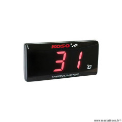 Thermomètre digital marque Koso super slim rouge (0 à 120 degrés-12v-56, 4x27x11mm)