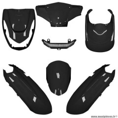 Carrosserie-carénage pour scooter Peugeot 50 kisbee 2T-4T tous modèles (nouveau après 2018 + ancien modèle 2010-2017) noir brillant (kit 6)