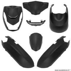 Carrosserie-carénage pour scooter Peugeot 50 kisbee 2T-4T tous modèles (nouveau après 2018 + ancien modèle 2010-2017) noir mat (kit 6)