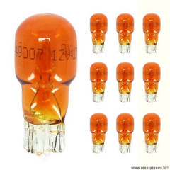 Ampoule standard marque Flosser 12v 10w culot w2, 1x9, 5d norme t13 wedge standard orange (clignotant) (x10)