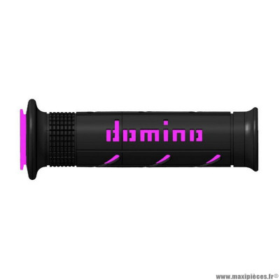 Revêtement poignée marque Domino pour moto on road a250 noir-fuchsia open end 120-125mm (x2)