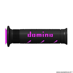 Revêtement poignée marque Domino pour moto on road a250 noir-fuchsia open end 120-125mm (x2)