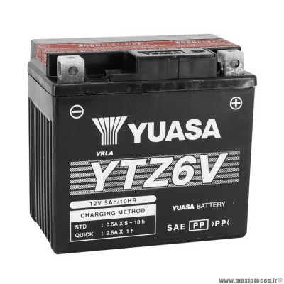 Batterie marque Yuasa 12v 5 ah ytz6v activée en usine prête à l'emploi (lg113xl70xh105mm)