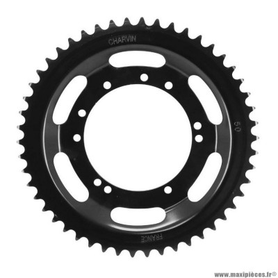 Couronne pour cyclo Peugeot 103 roue bâtons acier 50 dts (alésage 94 mm) 10 trous noir