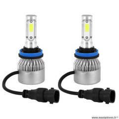 Ampoule-lampe à led h8-h11 12v culot pgj19-1 8000 lumens 6500k avec ventilateur de refroidissement alu (code-phare) (x2)
