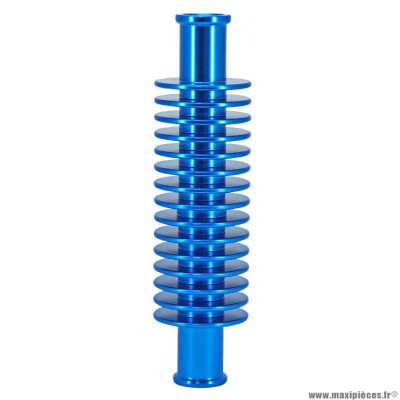 Radiateur-refroidisseur de durite d'eau marque Replay alu cnc bleu forme rond (133 x 35 mm, fixation durite 17 mm)
