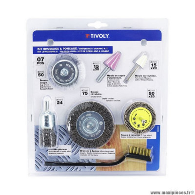 Brosse + meule et roue abrasive marque Tivoly (x7)