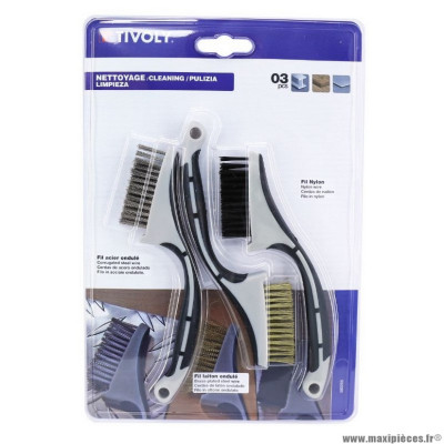 Mini brosse à main marque Tivoly manche plastique (x3)