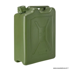 Jerrycan-bidon essence-carburant marque Pressol en polyéthylène vert armée type us avec bec flexible 20l
