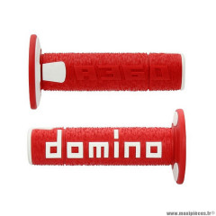 Revêtement poignée marque Domino pour moto off road a360 rouge-blanc closed end 120-123mm (x2)