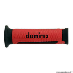 Revêtement poignée marque Domino pour moto on road a350 rouge-noir open end 120mm (x2)