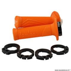 Revêtement poignée marque Domino pour moto off road d100 orange closed end avec lock on 116-125mm (livrée avec 4 bagues) (x2)