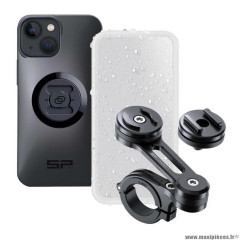 Support téléphone moto pack-kit pour iphone 13 mini incluant support guidon alu, coque sur mesure, protection d'écran étanche