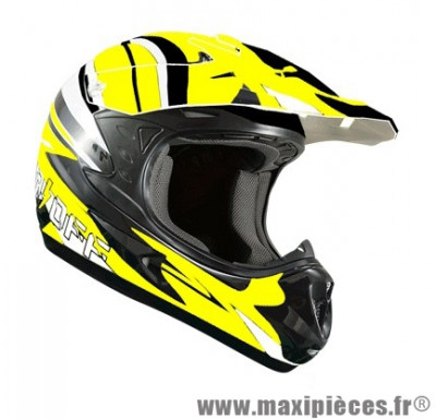 Casque Moto Cross taille S marque ON/OFF 17 Whoops Jaune Fluo Verni (55-56cm)