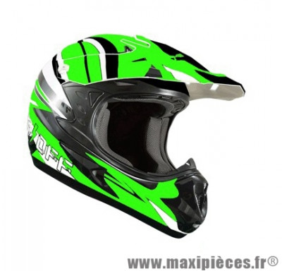 Casque Moto Cross taille S marque ON/OFF 17 Whoops Vert Fluo Verni (55-56cm)