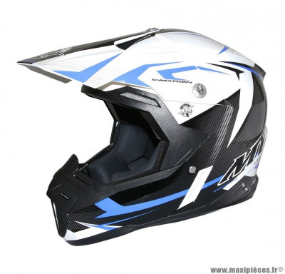 Casque Moto Cross marque MT Synchrony Steel Noir/Blanc/Bleu taille XS (53-54cm)