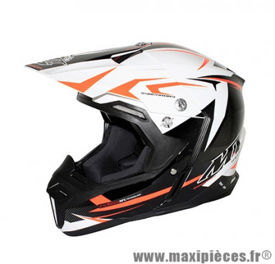 Casque Moto Cross taille S marque MT Synchrony Steel Noir/Blanc/Orange (55-56cm)