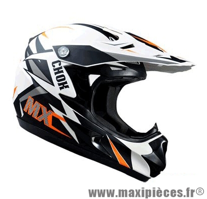 Casque Moto Cross taille XL marque Chok MX 16 Noir/Orange/Blanc Mat (61-62cm)