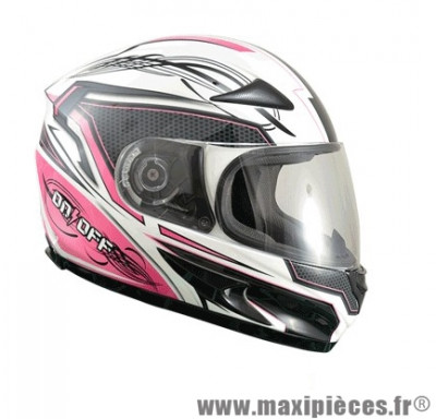 Casque Intégral marque ON/OFF 17 R-Racer Lady Rose/Blanc Verni taille XS (53-54cm)