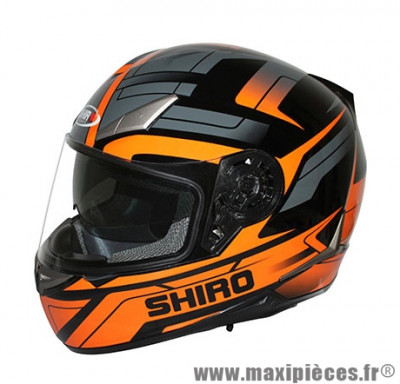 Casque Intégral taille S marque Shiro SH-715 Austin double écrans Orange (55-56cm)