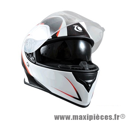 Casque Intégral taille XL double écran marque Trendy 17 T-601 Morpheus Noir/Blanc/Rouge Verni (61-62cm)