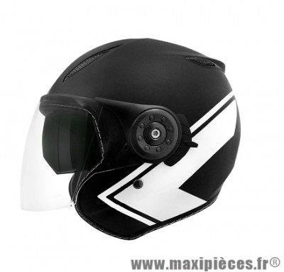 Casque Jet/Bol taille S marque TNT Aero double écran Noir/Blanc Mat SB-18 (Intérieur Noir) (55-56cm)