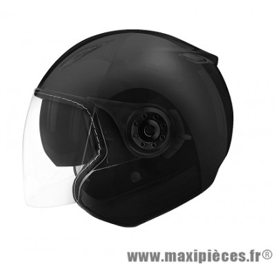 Casque Jet/Bol marque TNT Aero double écran Noir Brillant Uni (Intérieur Noir) SB-18 taille L (59-60cm)