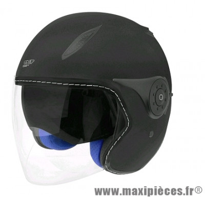 Casque Jet/Bol taille S marque TNT Aero double écran Noir Mat Uni (Intérieur Bleu) SB-18 (55-56cm)