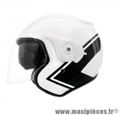 Casque Jet/Bol marque TNT Aero double écran Blanc/Noir Brillant SB-18 (Intérieur Noir) taille XS (53-54cm)