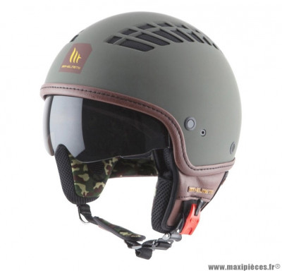 Casque Jet/Bol marque MT Cosmo Solid Rubber Vert Militaire Mat taille XS (53-54cm)