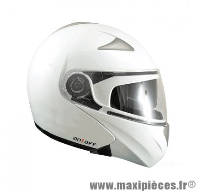 Casque Moto Scooter Modulable marque ON/OFF 17 Blanc Nacre Verni taille XS (53-54cm)