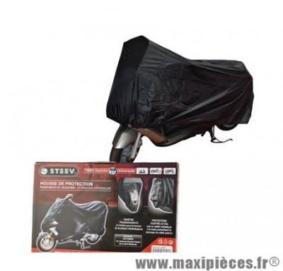 Housse de protection scooter/moto etanche pu int/ext marque Steev noire (oeillet antivol+sangle)