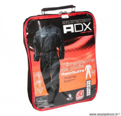 Combinaison de pluie marque ADX Noir taille XS (Ceinture d'ajustement + soufflet avec zip et pressions au Pied + sac de transport)