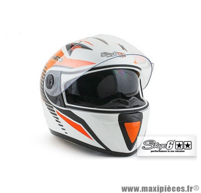 Casque Intégral Stage 6 Racing MKII taille L couleur blanc / orange