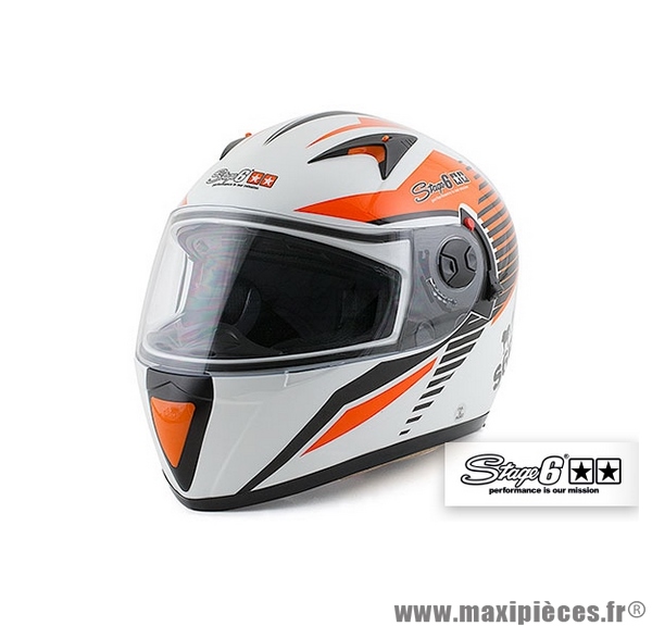 Casque Intégral Stage 6 Racing MKII taille L couleur blanc / orange